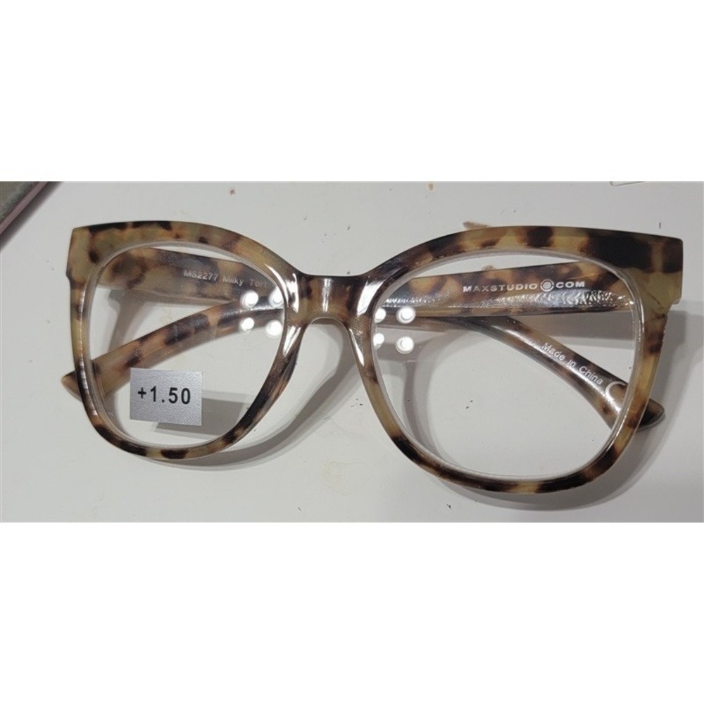 Max Studio Brown Tortoise 1.5 Square Skinny Frame Reading Glasses 120493